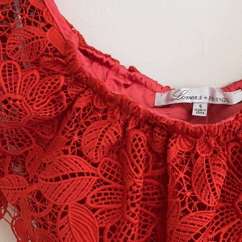 NWT Lover + Friends Womens Mini Lace Dress Size S Cherry Red Dopamine Dressing - Picture 6 of 11